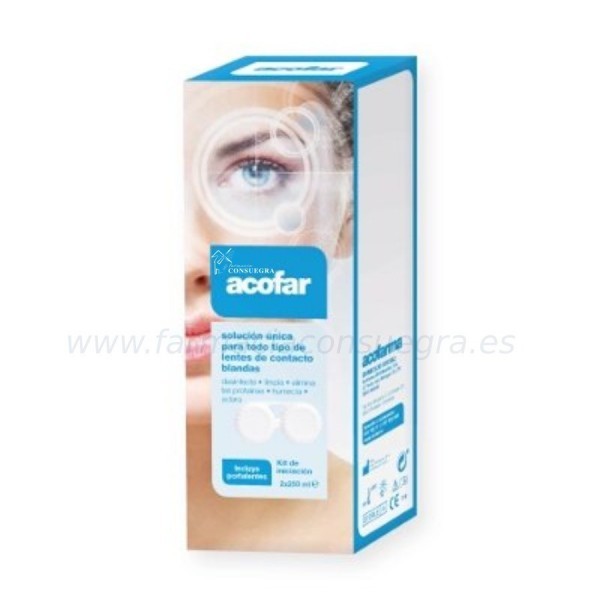 ACOFAR SOLUCIÓN ÚNICA PARA LENTILLAS DE CONTACTO BLANDAS PACK 2X250ML  PORTALENTES