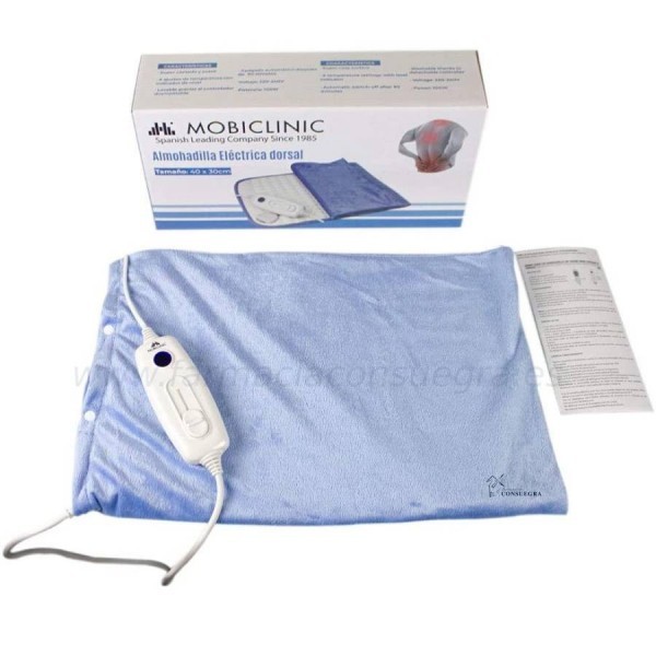 Mobiclinic Almohadilla eléctrica Térmica dorsal 6 niveles de calor Apagado automático Marca Española Para espalda lumbares y