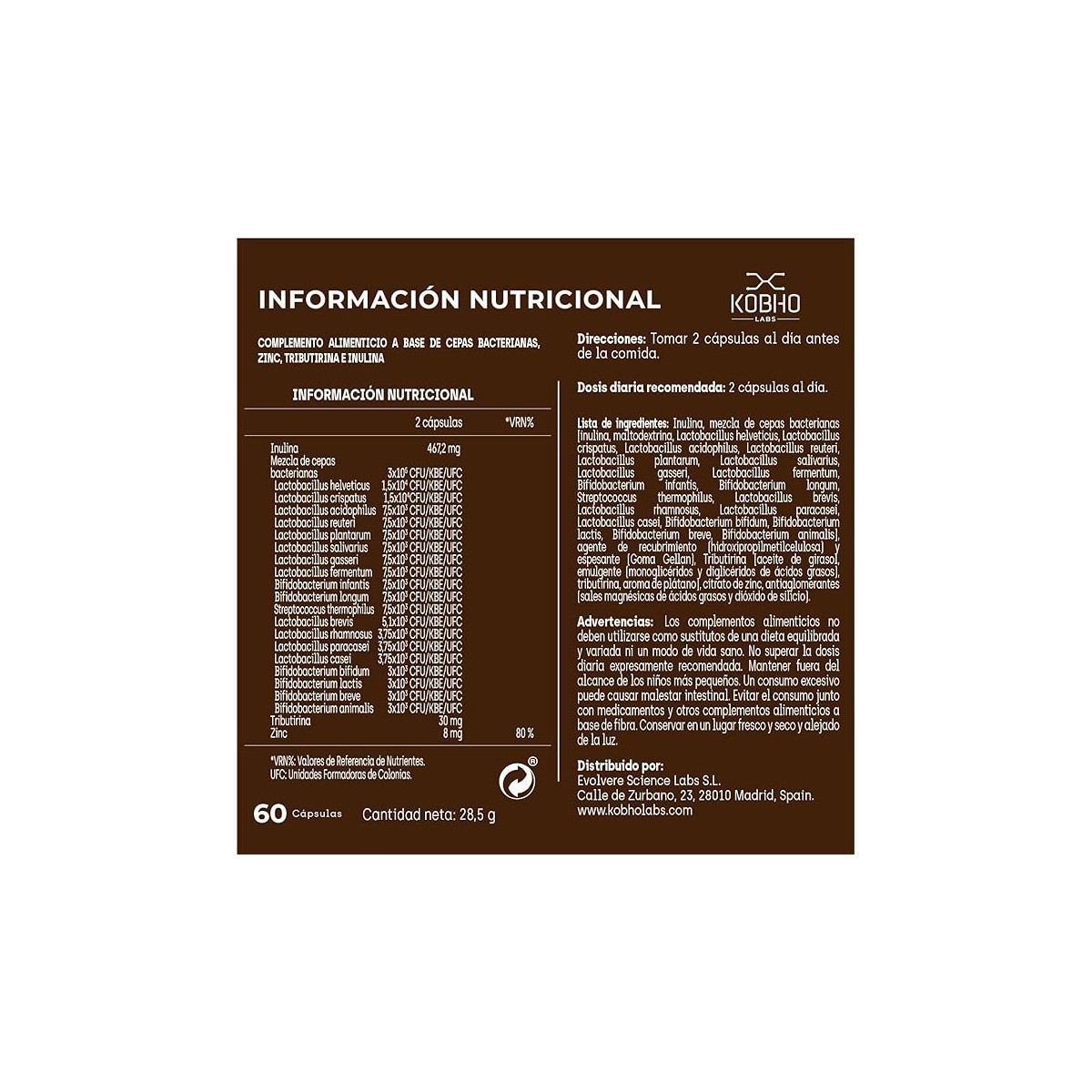 KOBHO PRE-POST PROBIOTICO 60CÁPSULAS