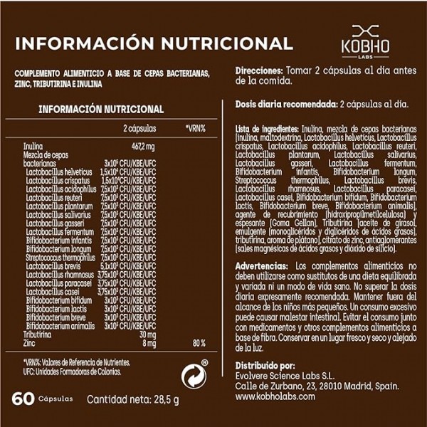 KOBHO PRE-POST PROBIOTICO 60CÁPSULAS