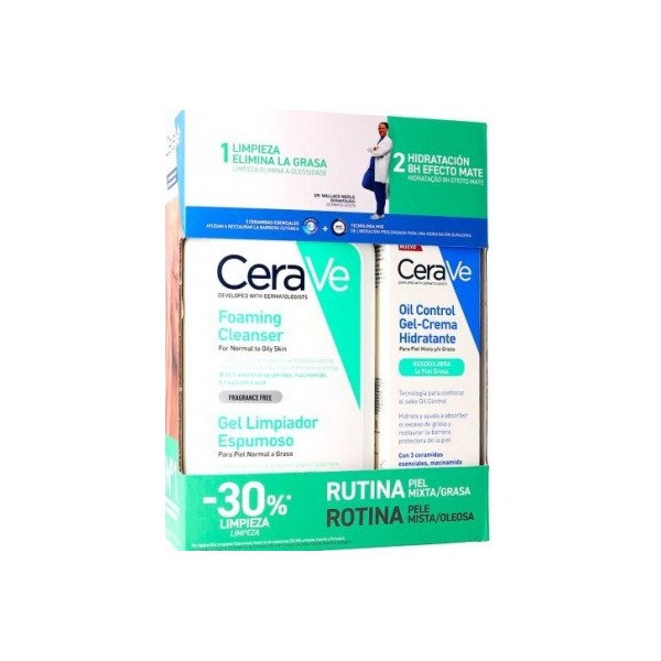 CERAVE Rutina Piel Mixta Grasa PACK Limpiador Espumoso 473 ml + Oil-Control Gel-Crema Hidratante 52 Ml