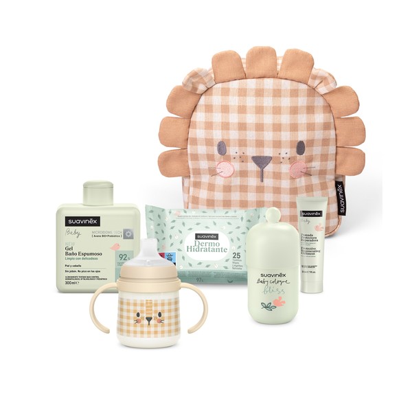 Mochila Infantil León con Cosmética y Biberón, Beige