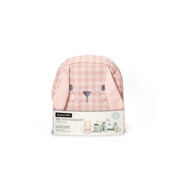 SUAVINEX Mochila Infantil Conejo con Cosmética y Biberón, Rosa