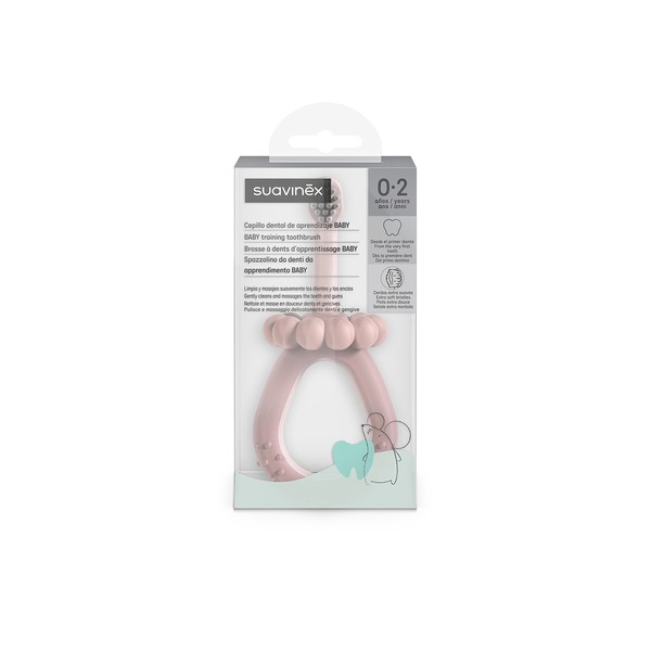 SUAVINEX Cepillo de dientes para bebé 0 a 2 años, rosa
