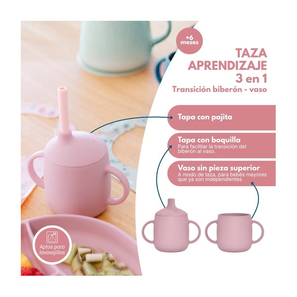 SUAVINEX Vaso de Aprendizaje de Silicona 3 en 1 +6M, Verde